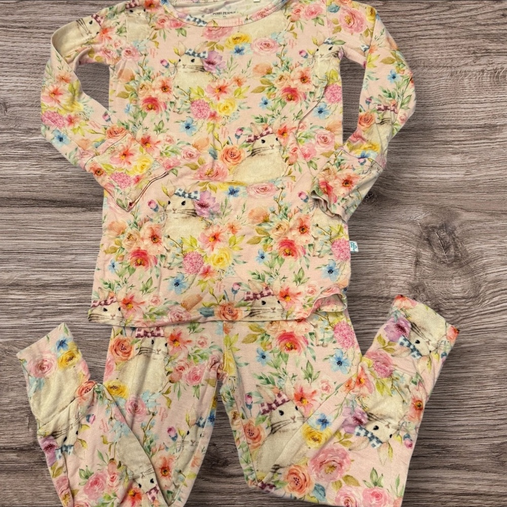 Posh Peanut 2T Bunny Floral Pajama Set – Bamboo